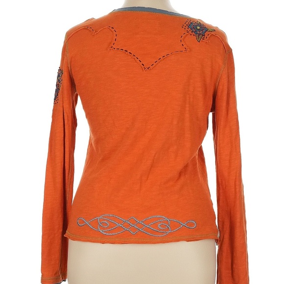 Double D Ranch Long Sleeve top tee Western Yoke embroidered embellished boot XL - Picture 5 of 10